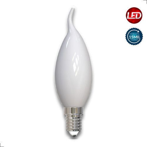 Lampada Led Vela Filamento Chama Lac 4w 6500k Branco Frio E14 Ip20 Cod: 351241378 Deluxe By Avant 127/220v