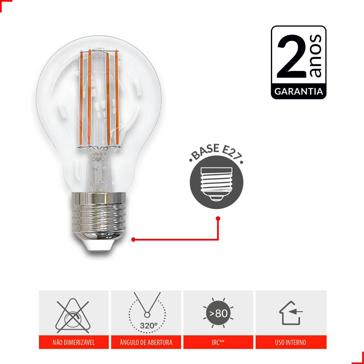 Lâmpada Led Bolinha 4w E27 2700K Branco Quente Avant