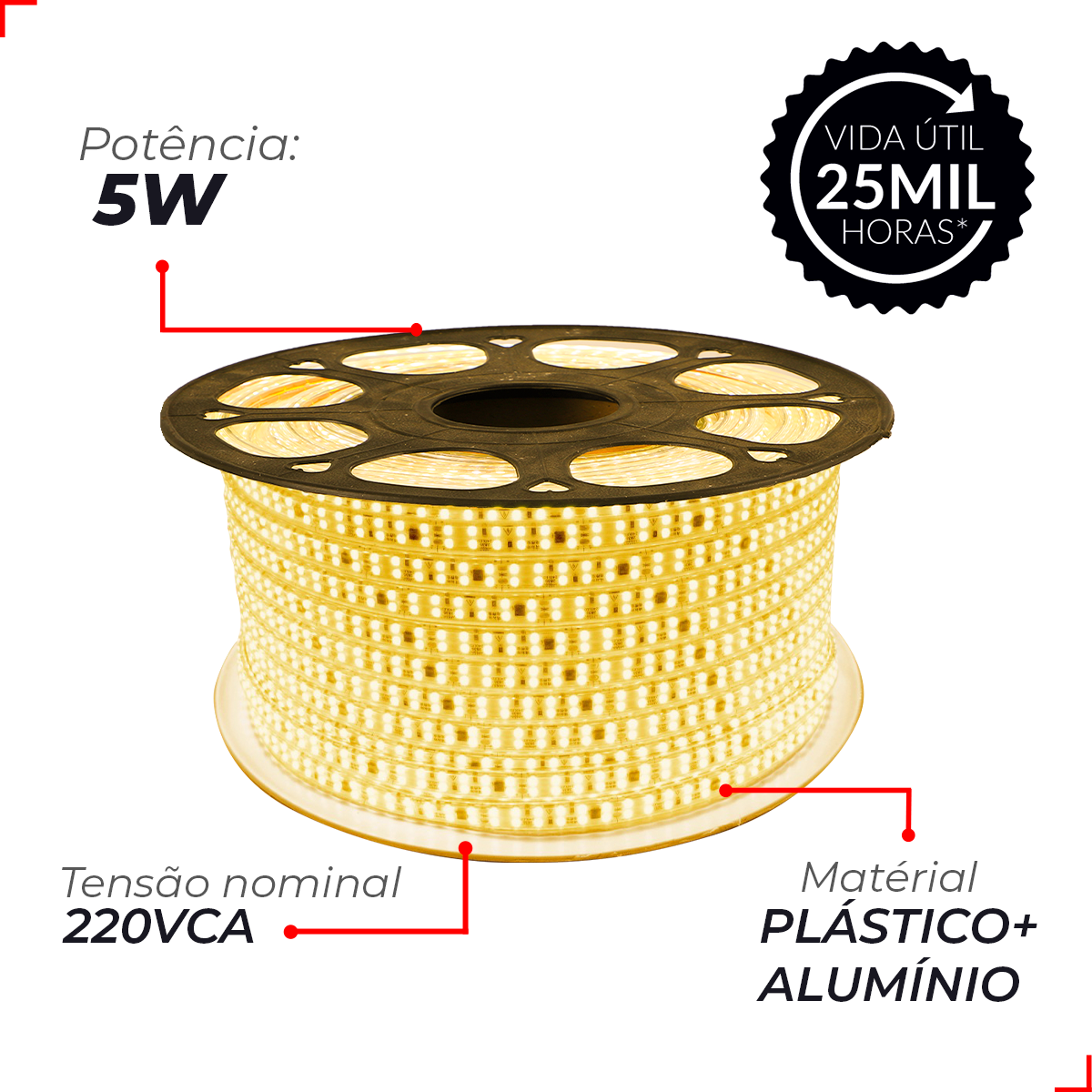 Fita Led Connect 5w 2700k Branco Quente 500lm IP65 220v  Avant
