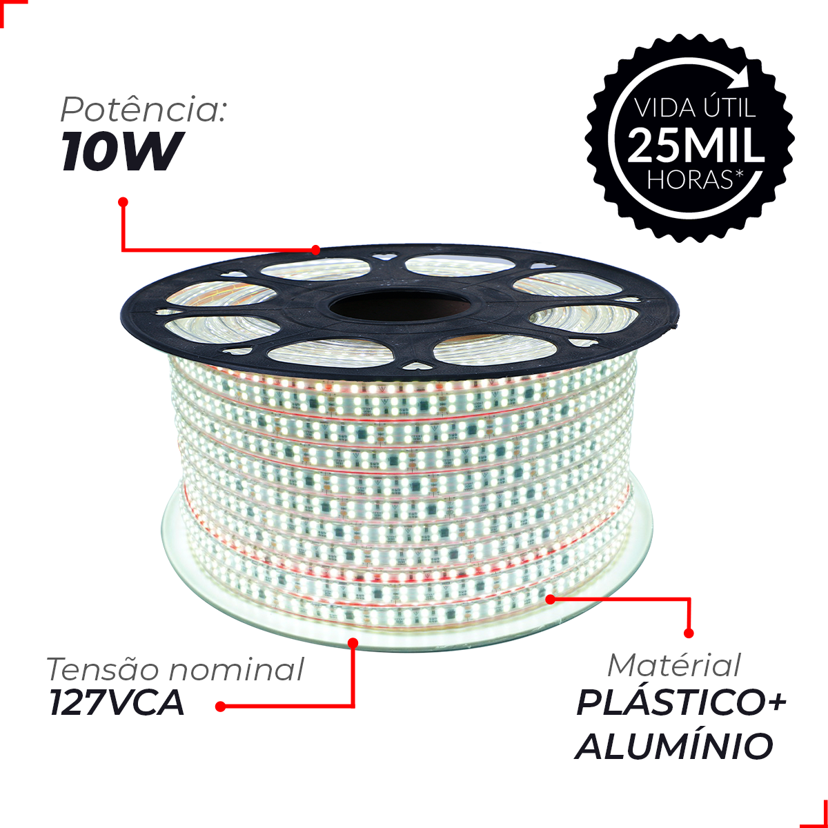 Fita Led Connect 10w 6500k Branco Frio 1000lm IP65 127v Avant