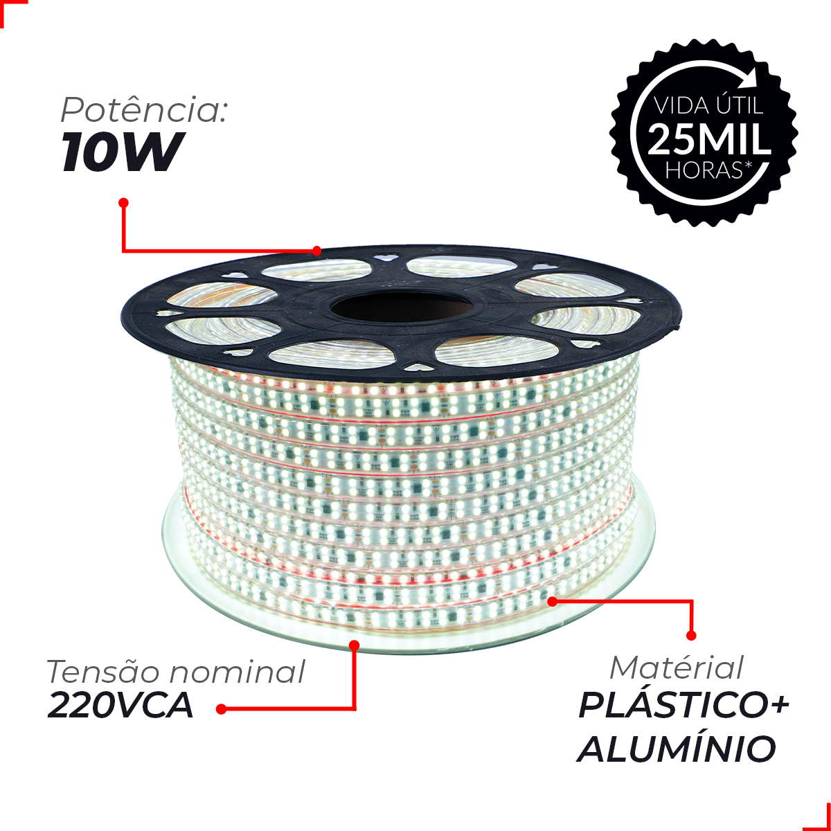 Fita Led Connect 10w 6500k Branco Frio 1000lm IP65 220v Avant
