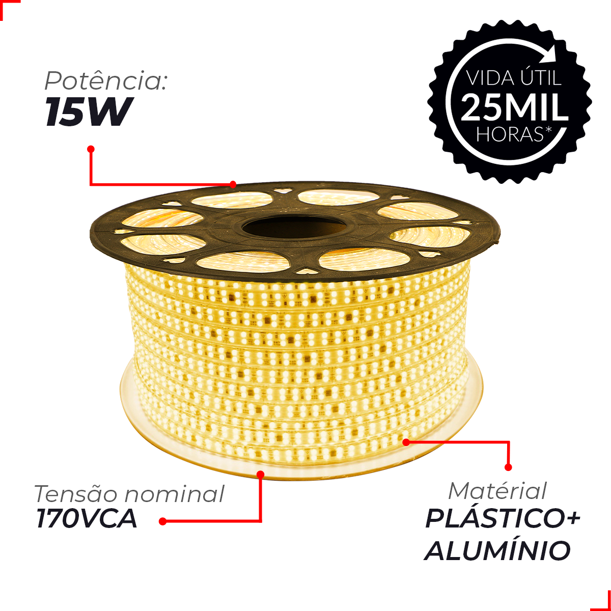 Fita Led Connect 15w 2700k Branco Quente 1500lm IP65 127v Avant