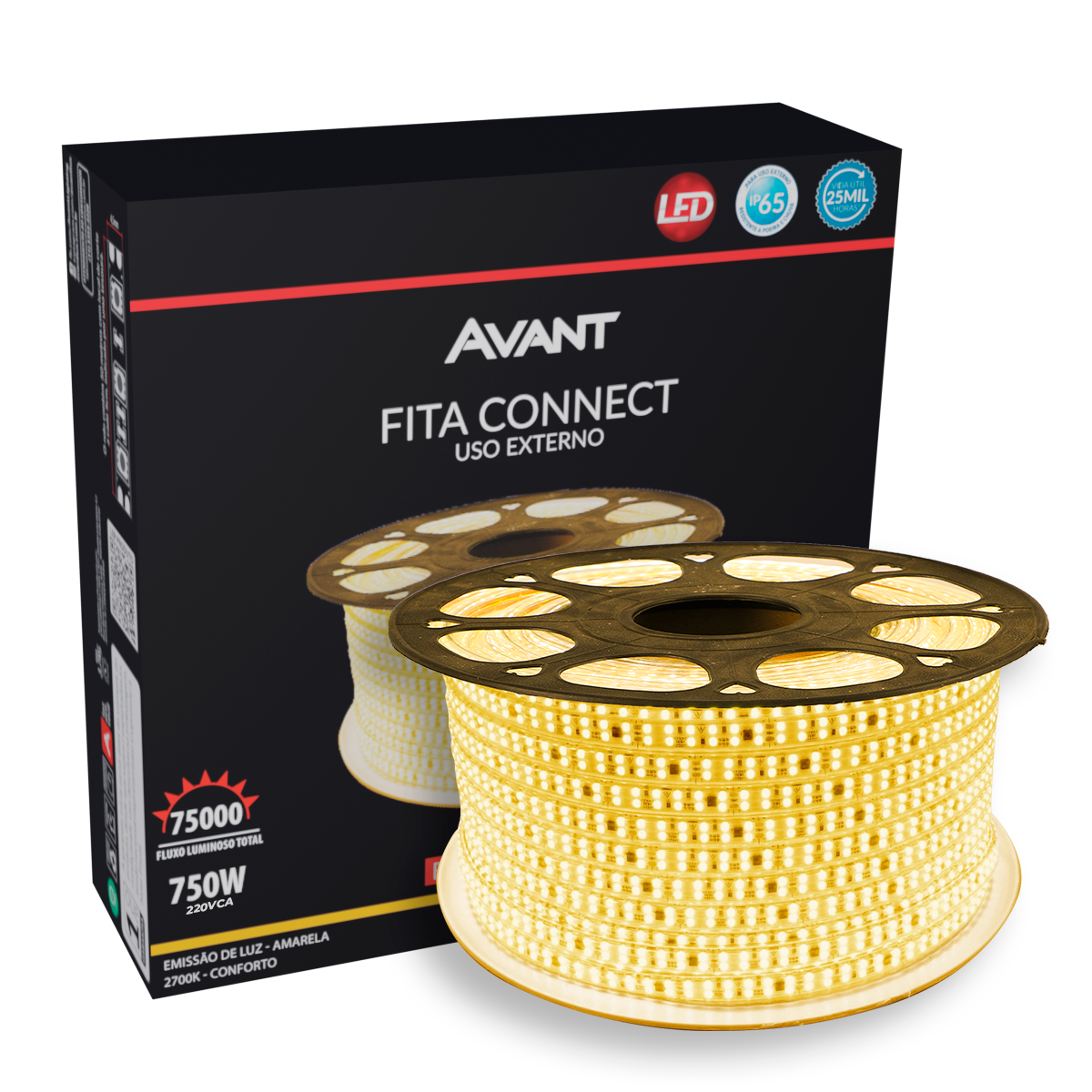 Fita Led Connect 15w 2700k Branco Quente 1500lm IP65 220v Avant