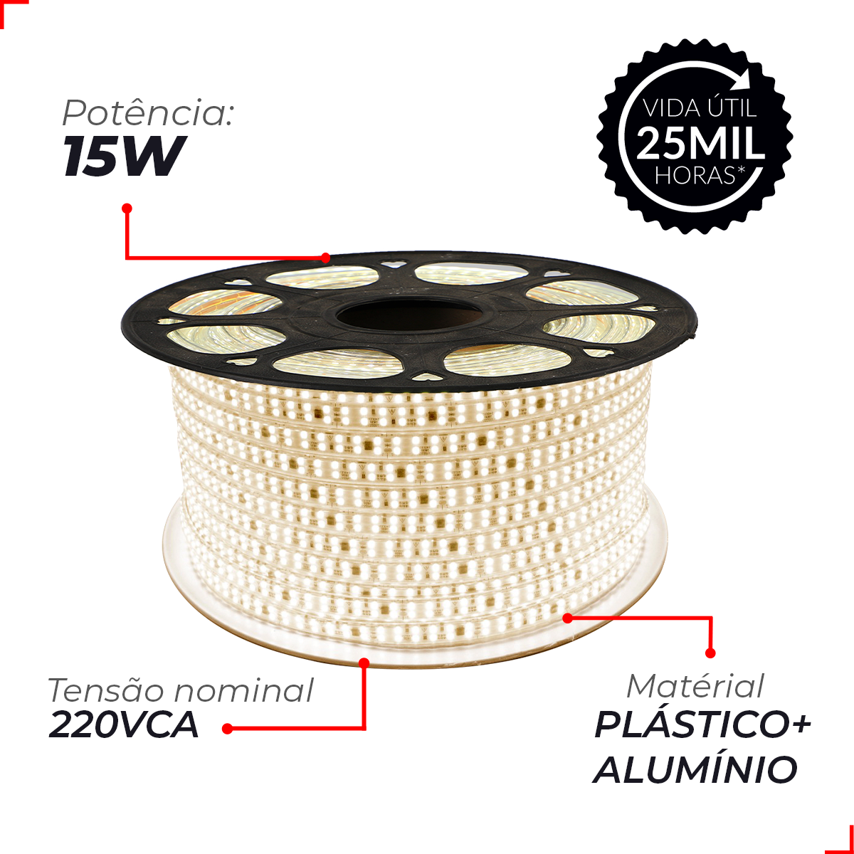 Fita Led Connect 15w 4000k Branco Neutro 1500lm IP65 220v Avant