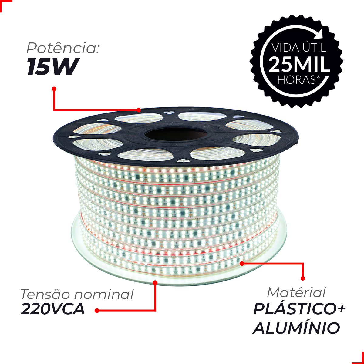 Fita Led Connect 15w 6500k Branco Frio 1500lm IP65 220v Avant