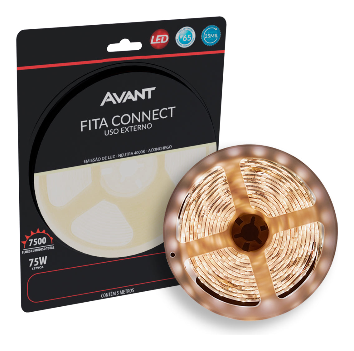 Fita Led Connect 15w 5m 4000K 127V Tensão Direta - Avant