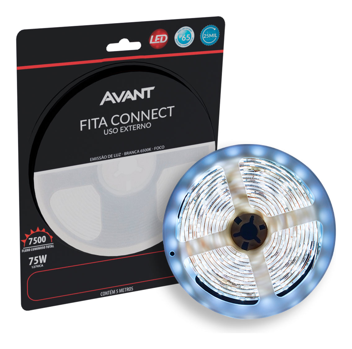 Fita Led Connect 15w 6500k Branco Frio 5 Metros Tensão Direta 240 Leds provad'água 148017133 Avant