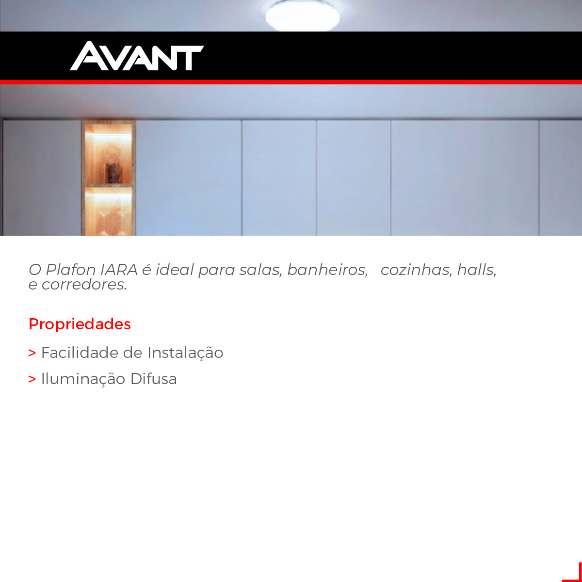 Plafon Iara 16W 6500k Branco Frio Bivolt Branco Avant