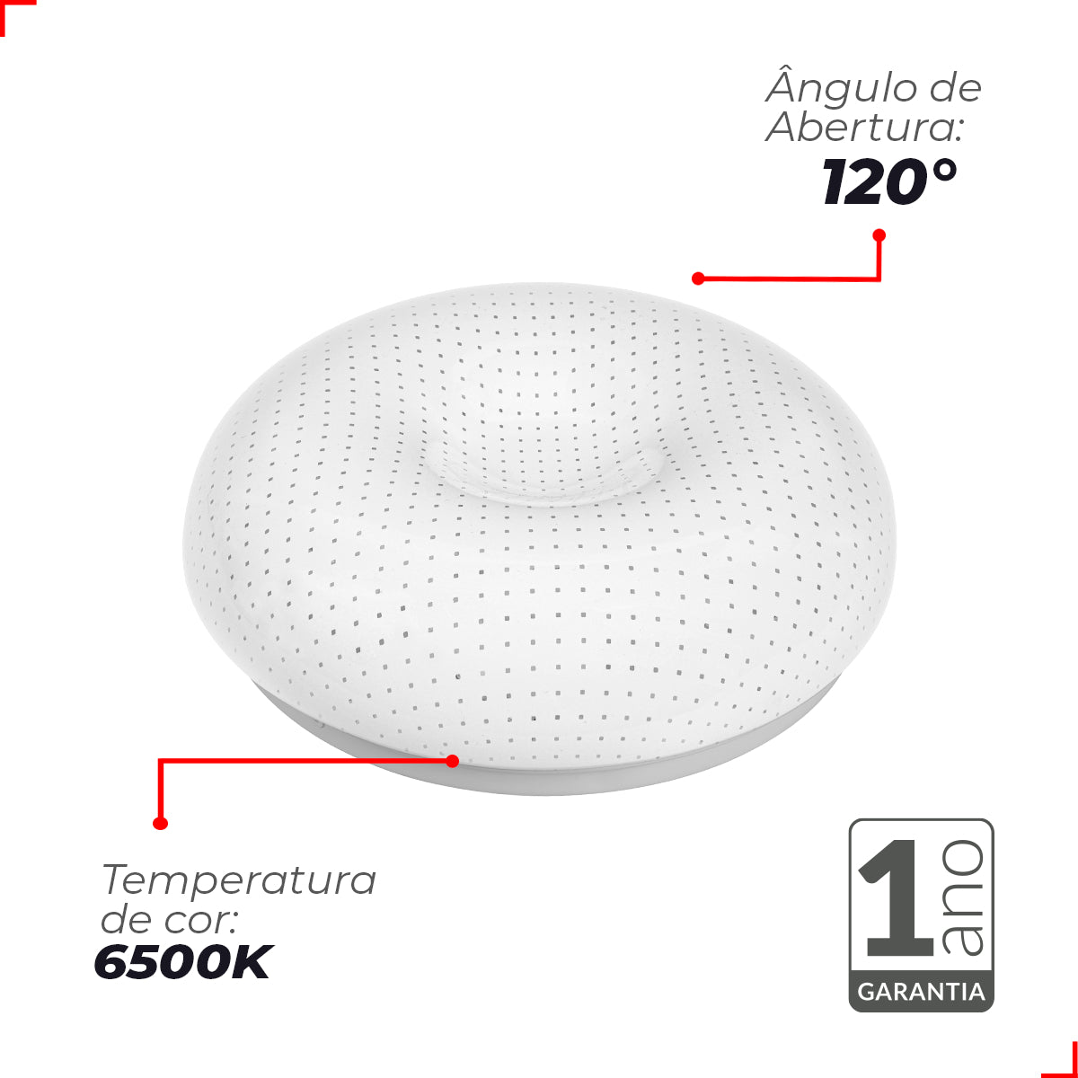 Plafon Iara 16W 6500k Branco Frio Bivolt Branco Avant