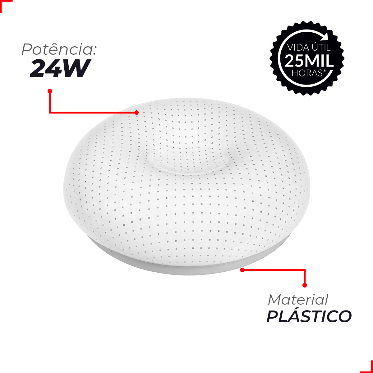 Plafon Iara 24W 6500k Branco Frio Bivolt Branco Avant