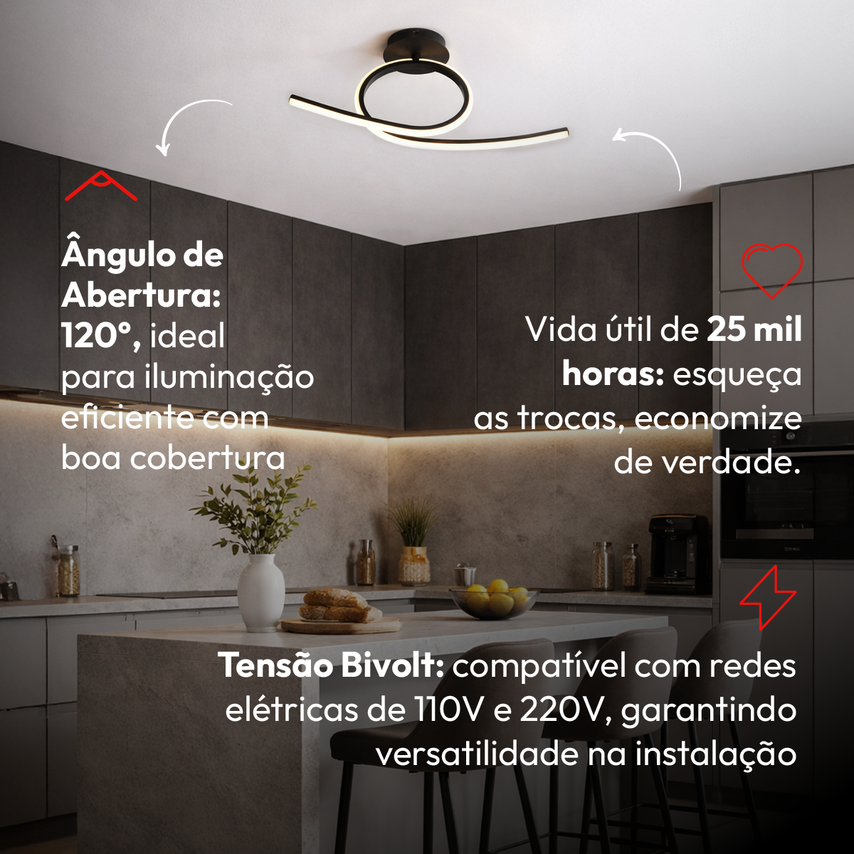 Pendente Led Plafon Eva 18w 3000k/6500k Preto Bivolt Avant