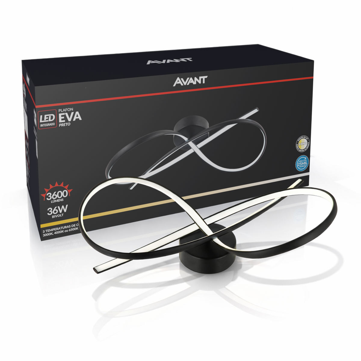 Plafon Led Eva 36w 3000k/6500k IP20 Dourado Bivolt Avant