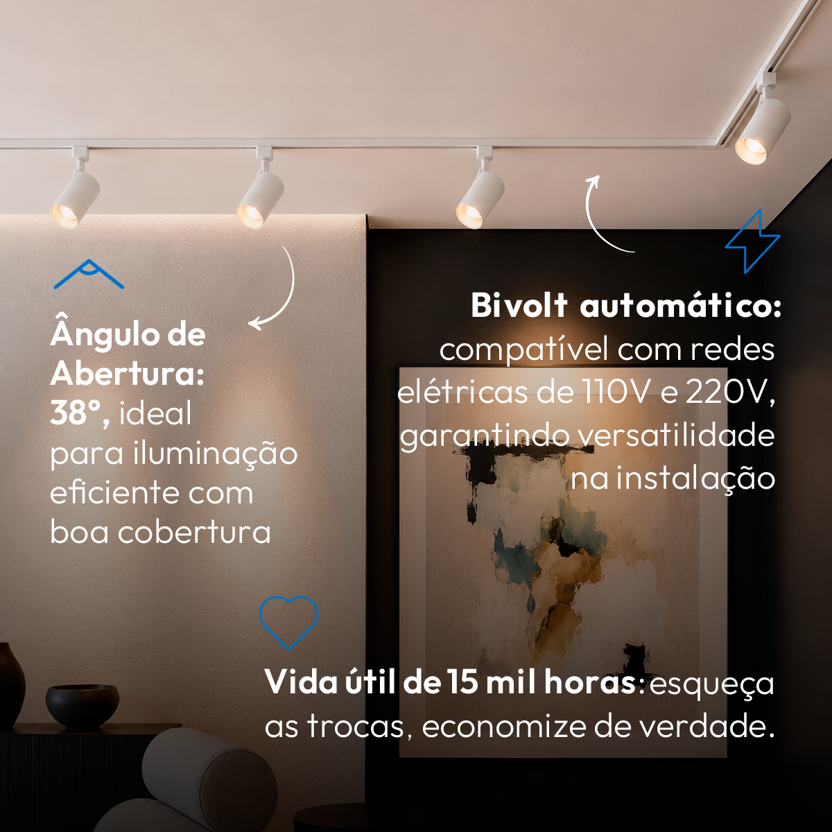 Spot Led Para Trilho Authentic Evo 5w 3000k Branco Quente IP20 Bivolt Branco Avant