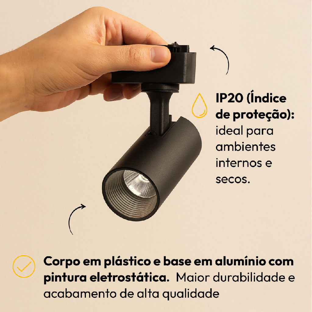 Spot Led Para Trilho Authentic Evo 5w 3000k Branco Quente IP20 Bivolt Preto Avant