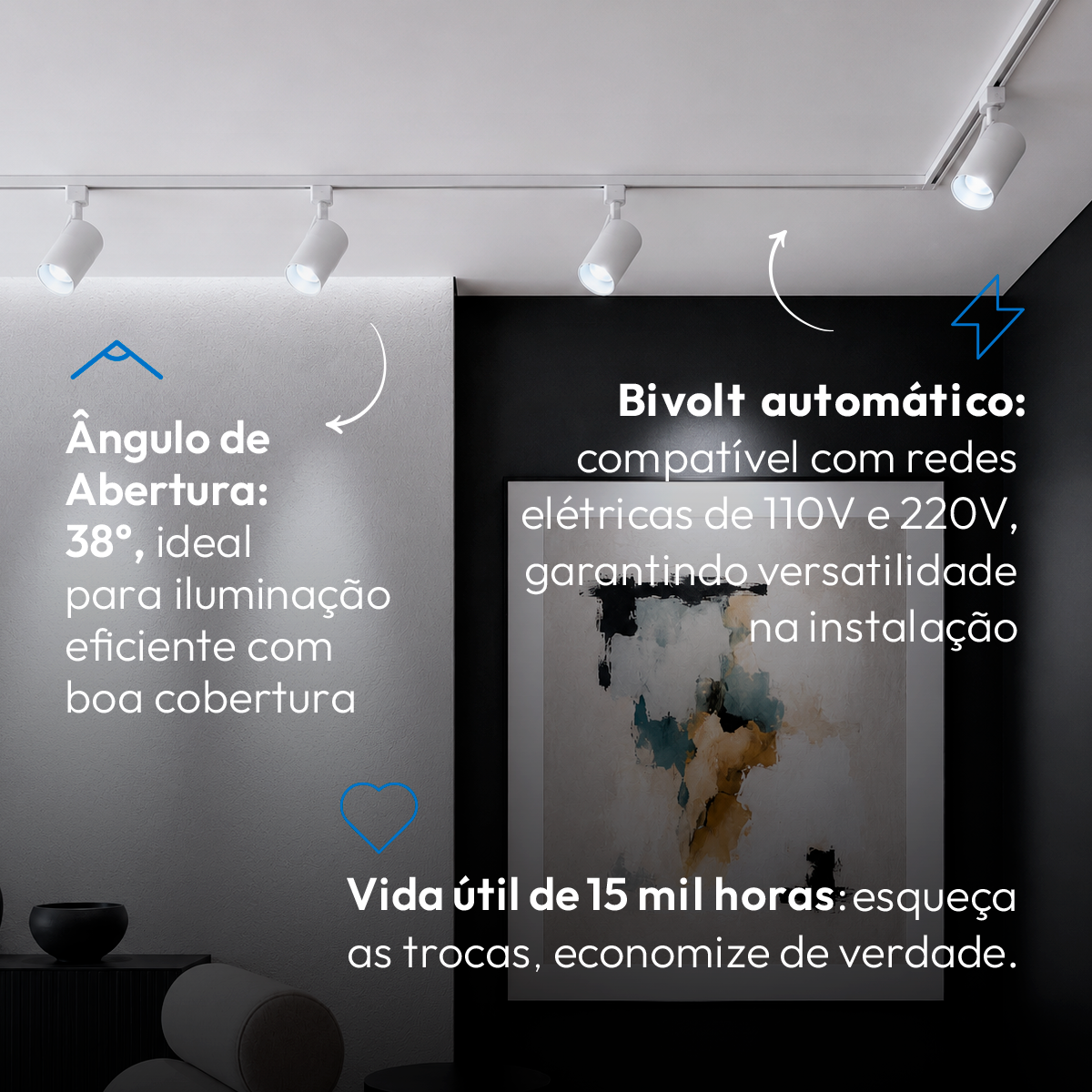 Spot Led Para Trilho Authentic Evo 5w 6500k Branco Frio IP20 Bivolt Branco Avant