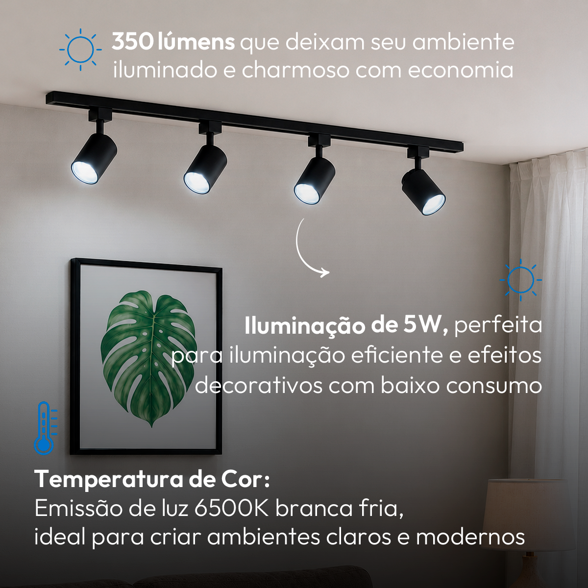 Spot Led Para Trilho Authentic Evo 5w 6500k Branco Frio IP20 Bivolt Preto Avant