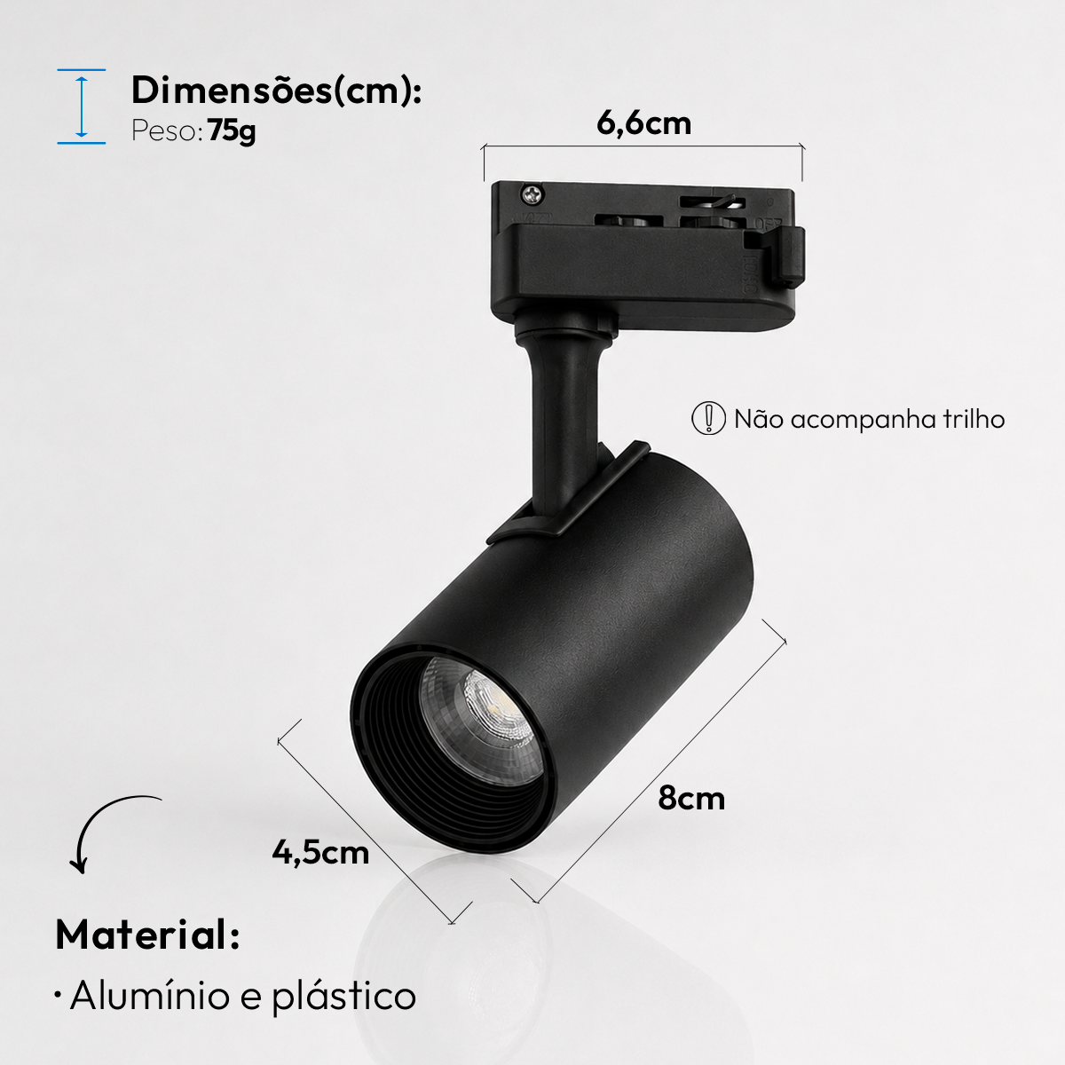 Spot Led Para Trilho Authentic Evo 5w 6500k Branco Frio IP20 Bivolt Preto Avant