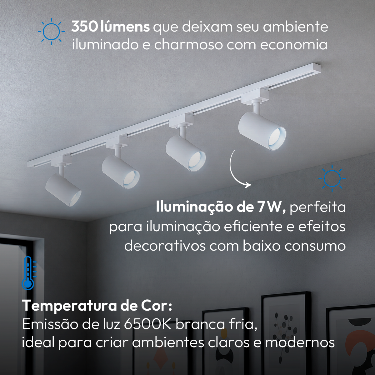 Spot Trilho Led Authentic Evo 7w 6500k Branco Frio IP20 Bivolt Branco Avant
