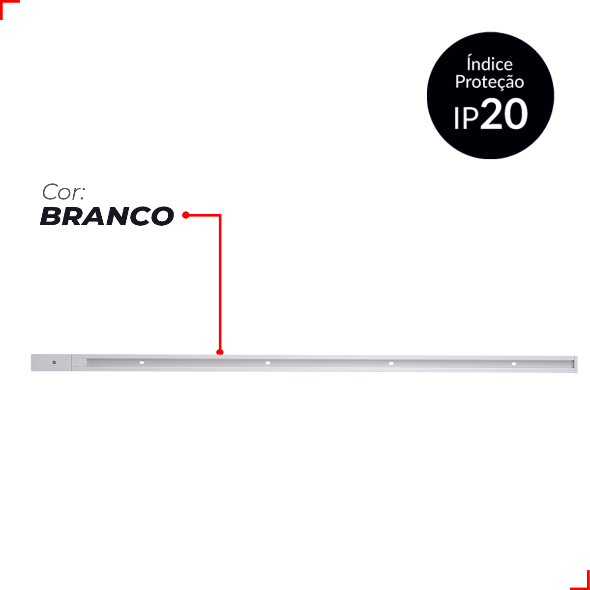 Trilho Eletrificado Pop Sobrepor 1 Metro T1 110v/220v Bivolt Branco Policarbonato Cod: 251931504 Avant