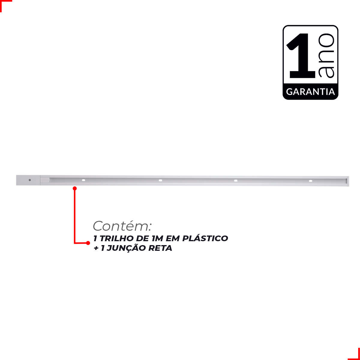 Trilho Eletrificado Pop Sobrepor 1 Metro T1 110v/220v Bivolt Branco Policarbonato Cod: 251931504 Avant