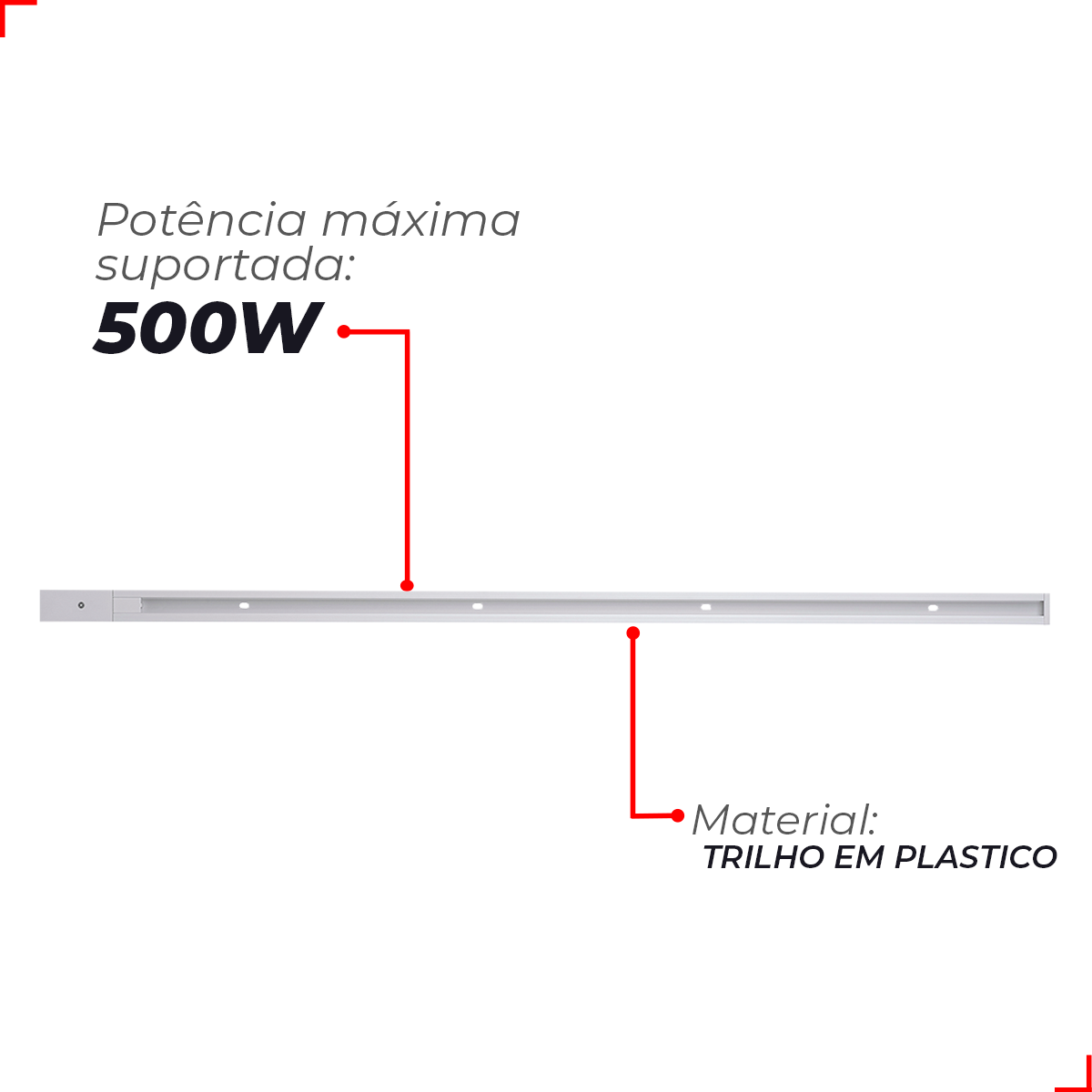 Trilho Eletrificado Pop Sobrepor 1 Metro T1 110v/220v Bivolt Branco Policarbonato Cod: 251931504 Avant