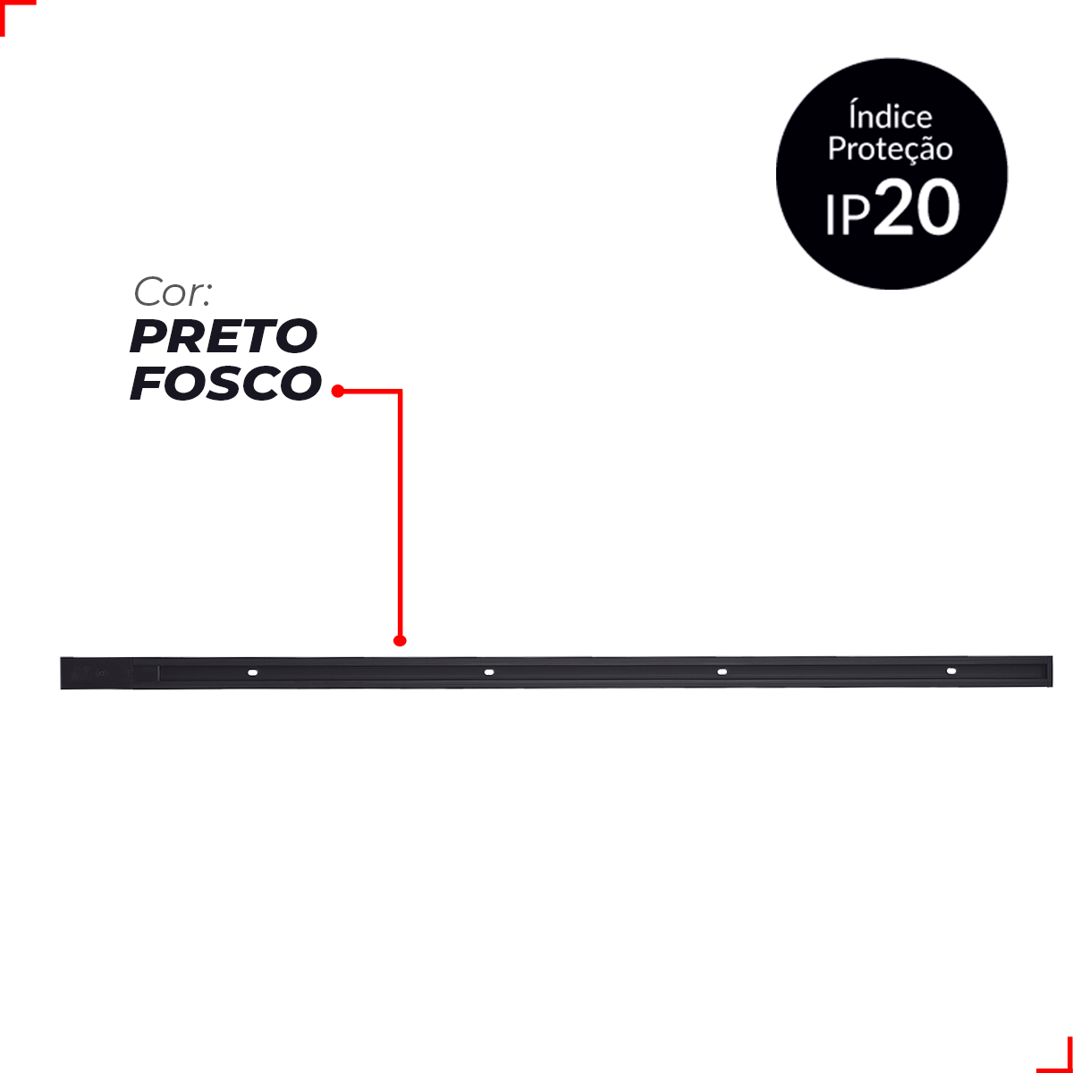 Trilho Sobrepor T1 Eletrificado Pop 500w 1metro Para Spot Iluminação Versátil Teto Cod: 251931513 Avant