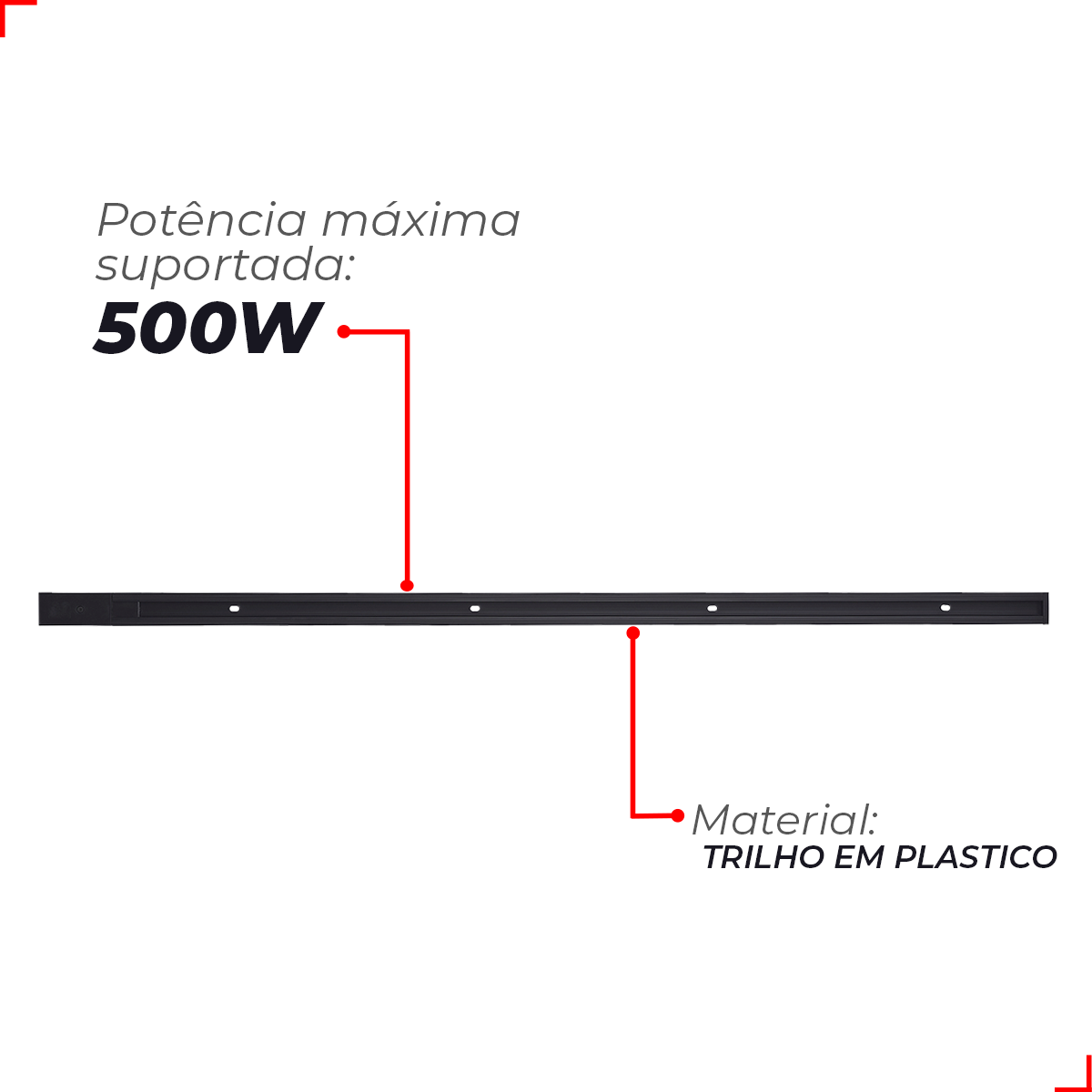 Trilho Sobrepor T1 Eletrificado Pop 500w 1metro Para Spot Iluminação Versátil Teto Cod: 251931513 Avant