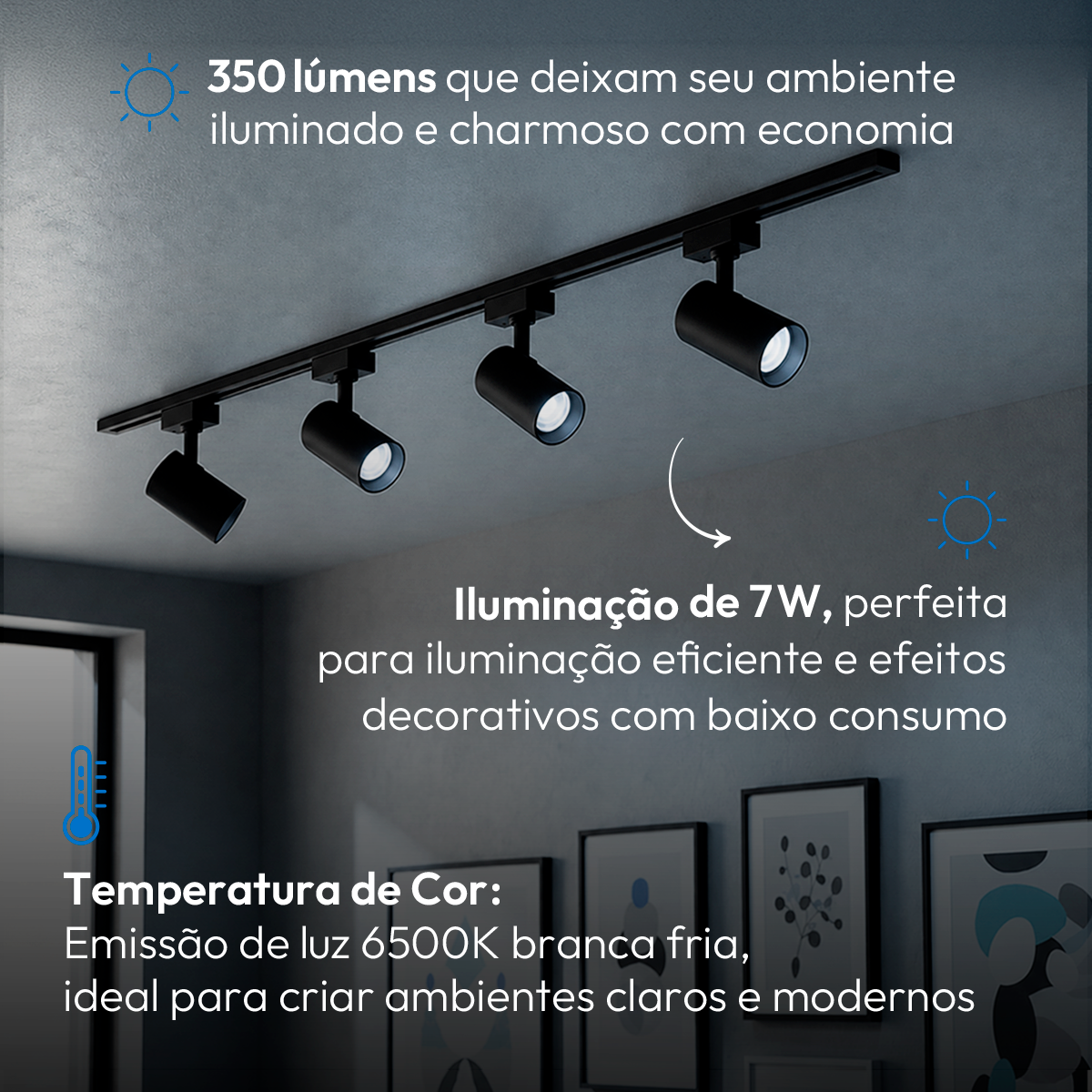 Spot Trilho Led Authentic Evo 7w 6500k Branco Frio  IP20 Bivolt Preto Avant