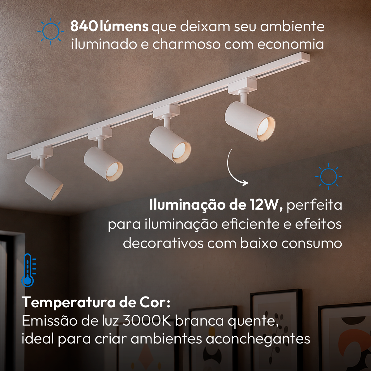 Spot Led Para Trilho Authentic Evo 12w 3000k Branco Quente IP20 Bivolt Branco Avant