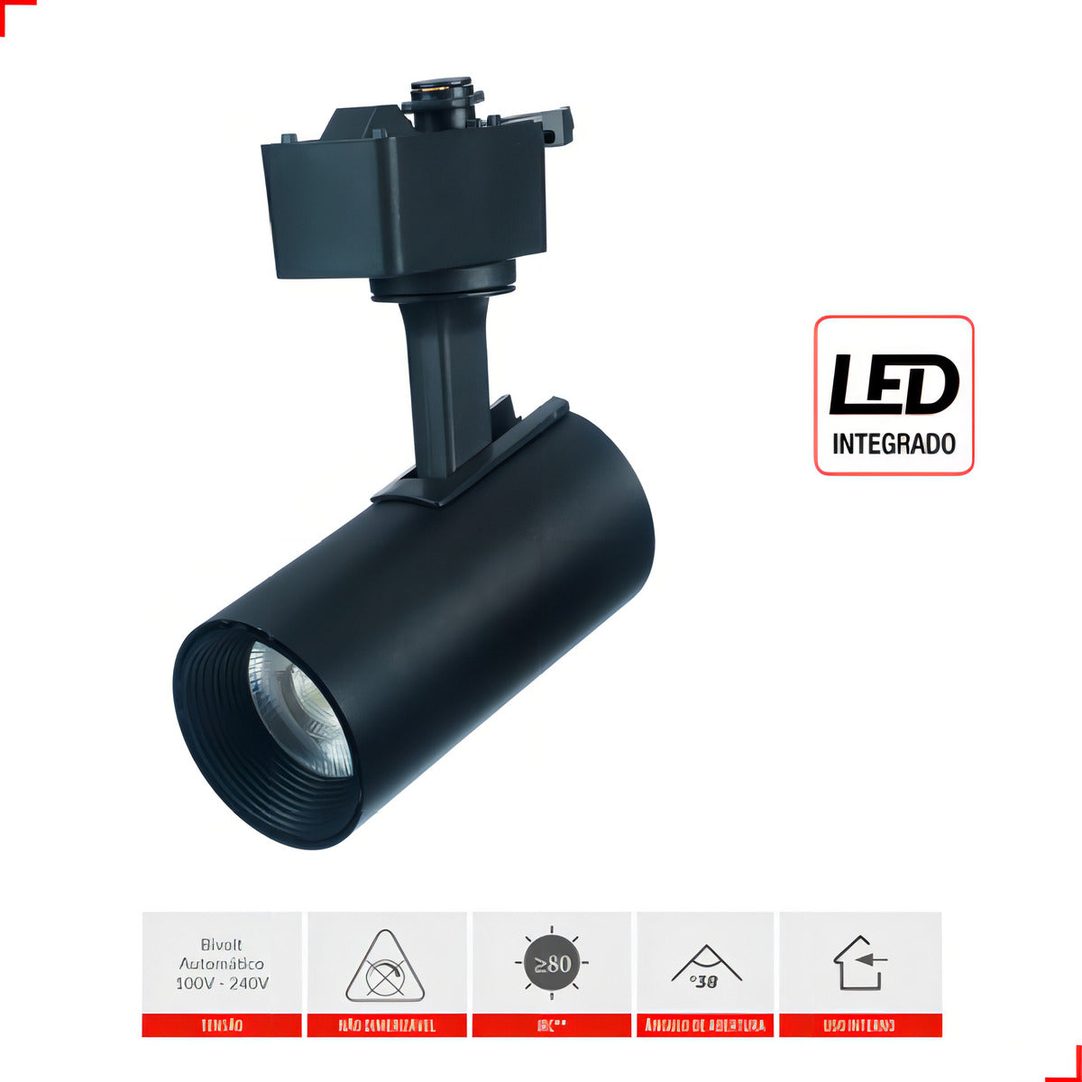 Spot Led Para Trilho Authentic Evo 12w 3000k Branco Quente IP20 Bivolt Preto Avant