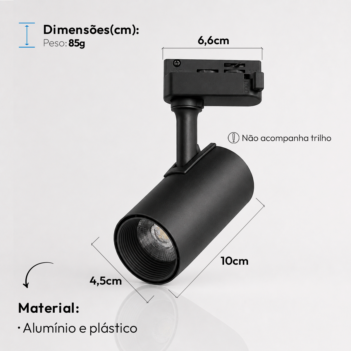Spot Led Para Trilho Authentic Evo 12w 6500k Branco Frio IP20 Bivolt Preto Avant