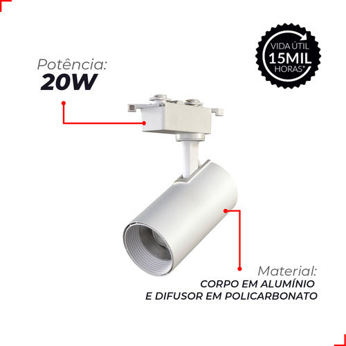 Spot Led Para Trilho Authentic Evo 20w 3000k Branco Quente IP20 Bivolt Branco Avant