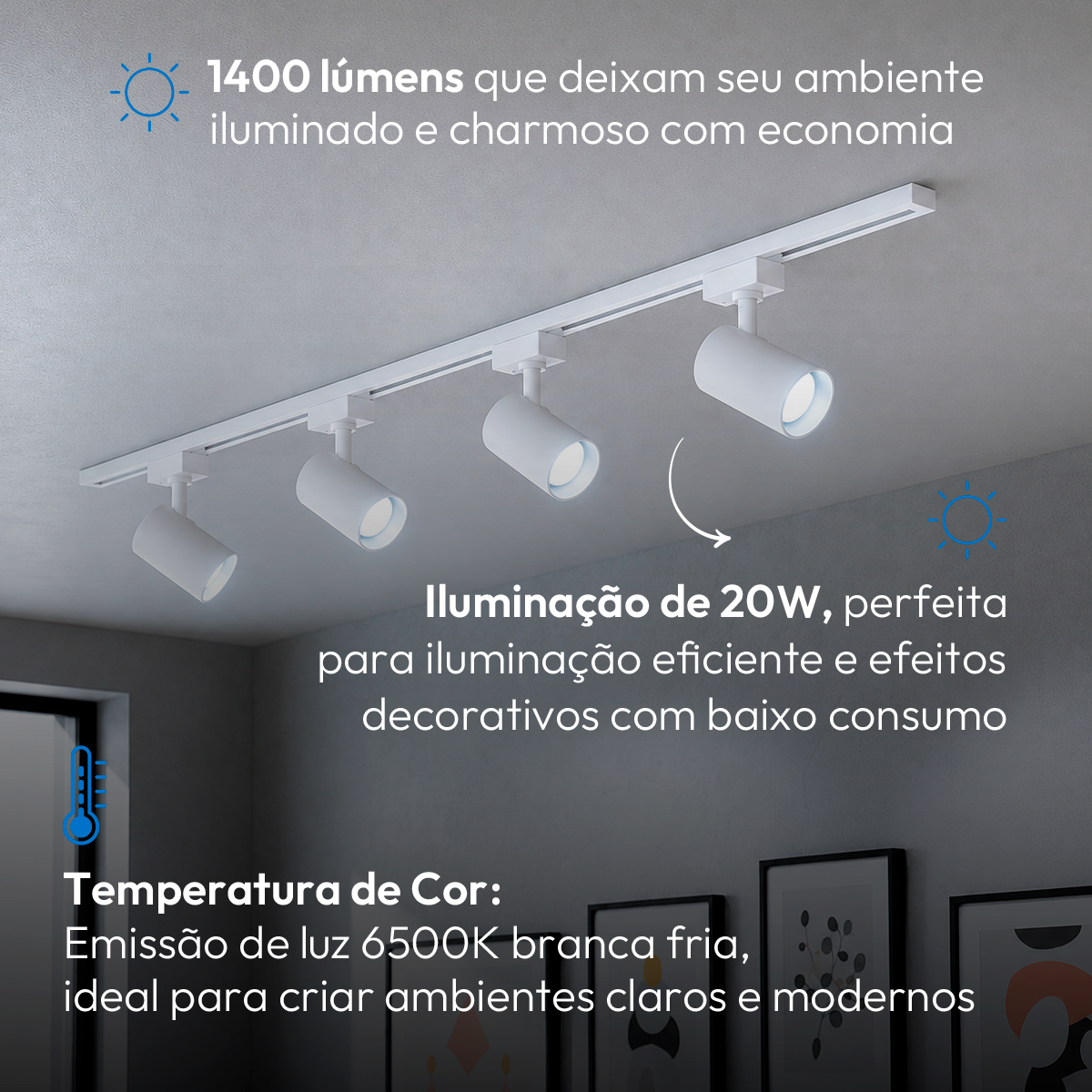 Spot Led Para Trilho Authentic Evo 20w 6500k Branco Frio IP20 Bivolt Branco Avant