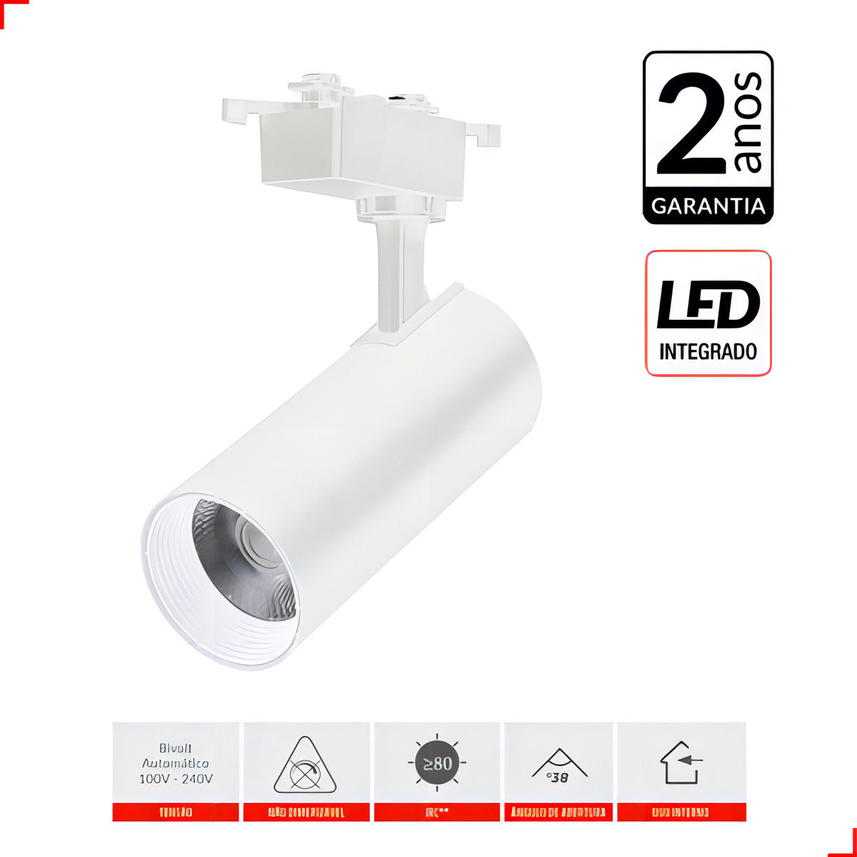 Spot Led Para Trilho Authentic Evo 30w 3000k Branco Quente IP20 Bivolt Branco Avant