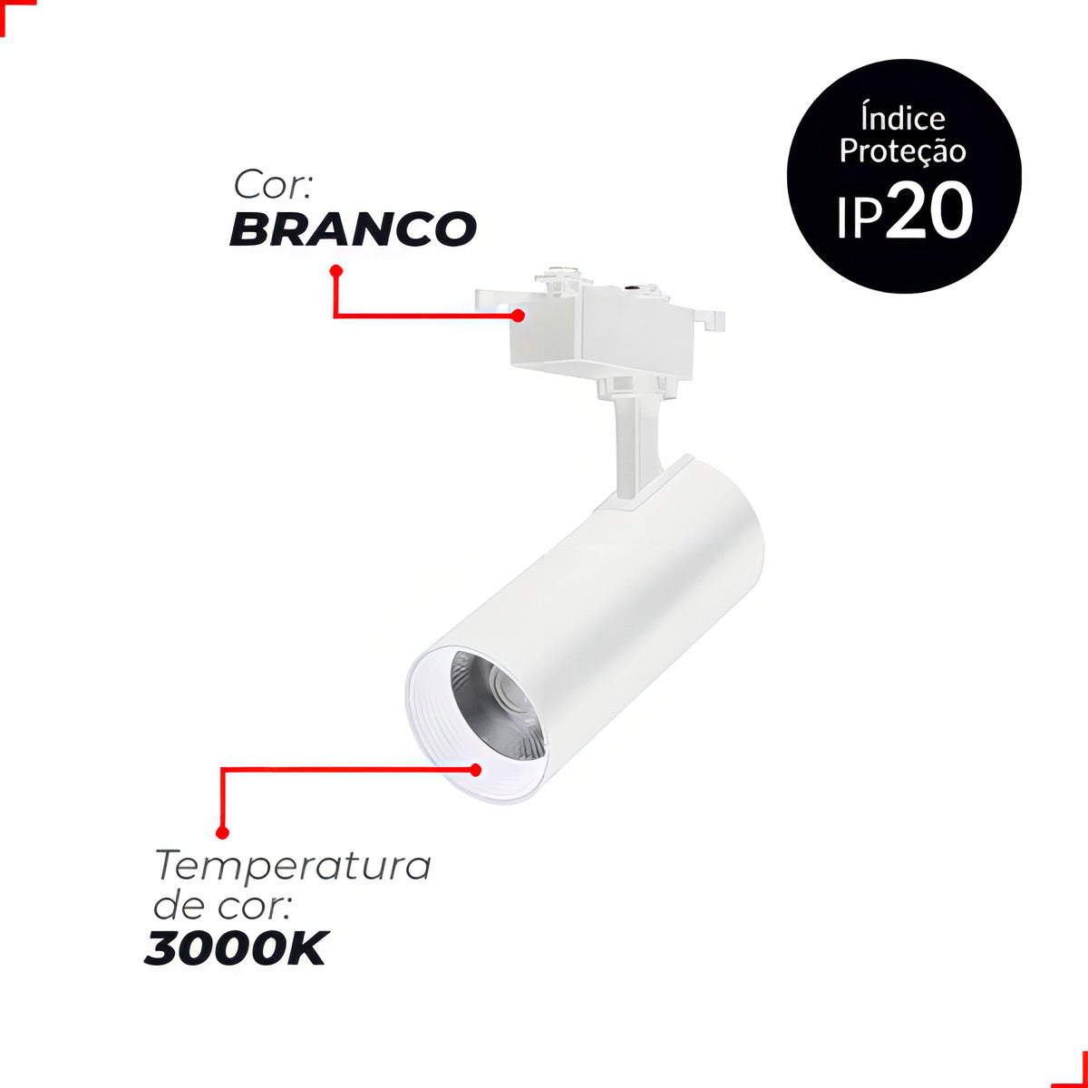 Spot Led Para Trilho Authentic Evo 30w 3000k Branco Quente IP20 Bivolt Branco Avant
