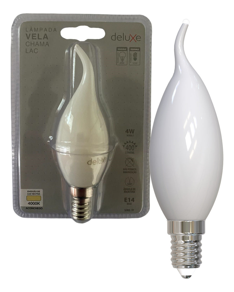 Lampada Led Vela Chama Lac 4w Branco Neutro 4000k E14 127/220v