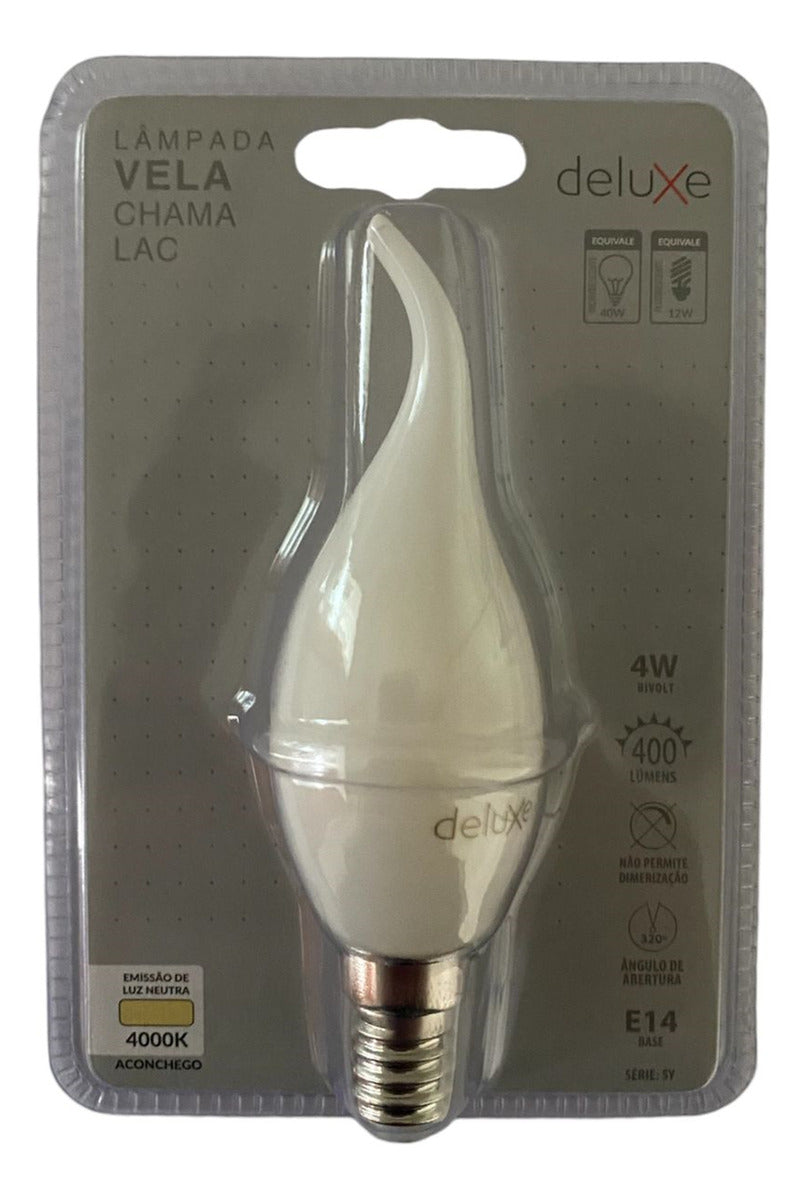 Lampada Led Vela Chama Lac 4w Branco Neutro 4000k E14 127/220v