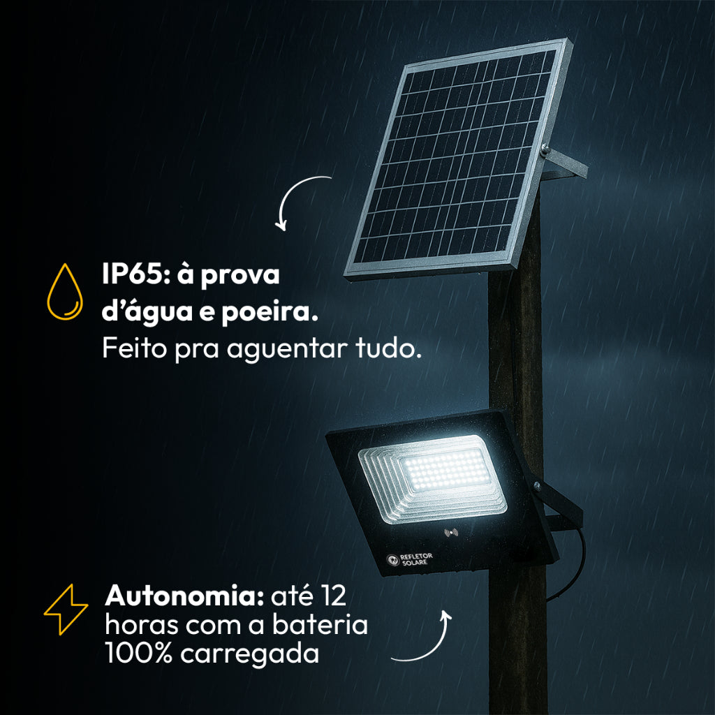 Refletor Solare Sensor Evo 25W 6500k Branco Frio Bivolt IP65 Preto Avant