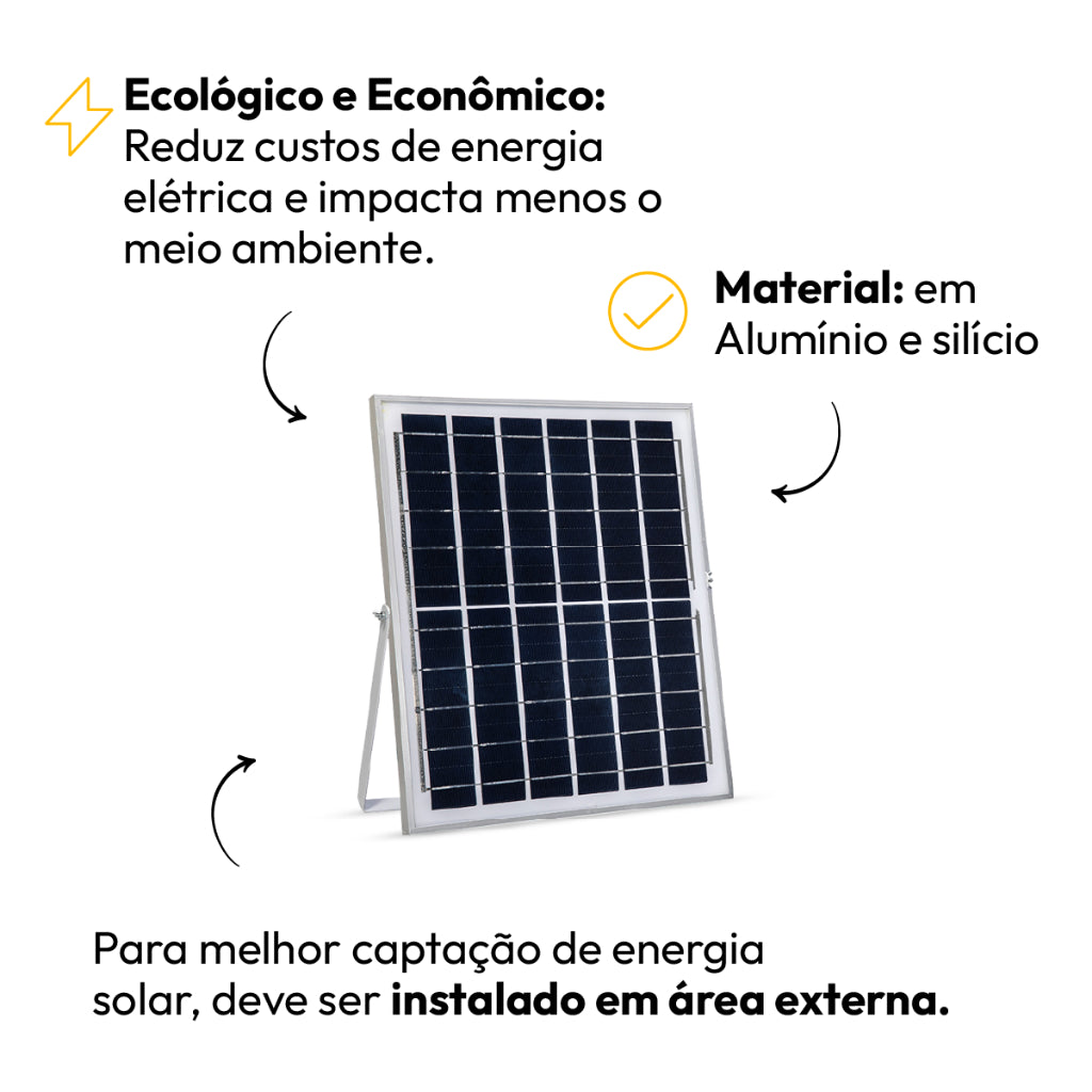 Refletor Solare Sensor Evo 100W 6500k Branco Frio Bivolt IP65 Preto Avant