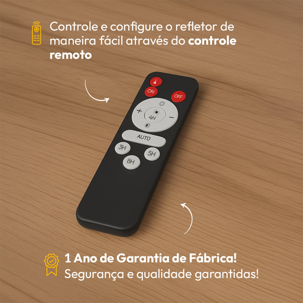 Refletor Solare Sensor Evo 100W 6500k Branco Frio Bivolt IP65 Preto Avant