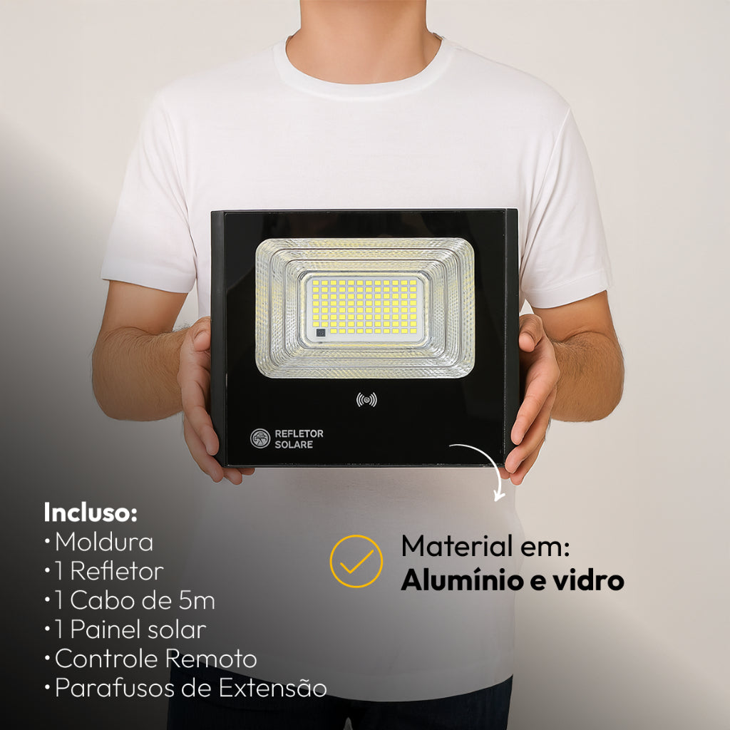 Refletor Solare Sensor Evo 200W 6500k Branco Frio Bivolt IP65 Preto Avant