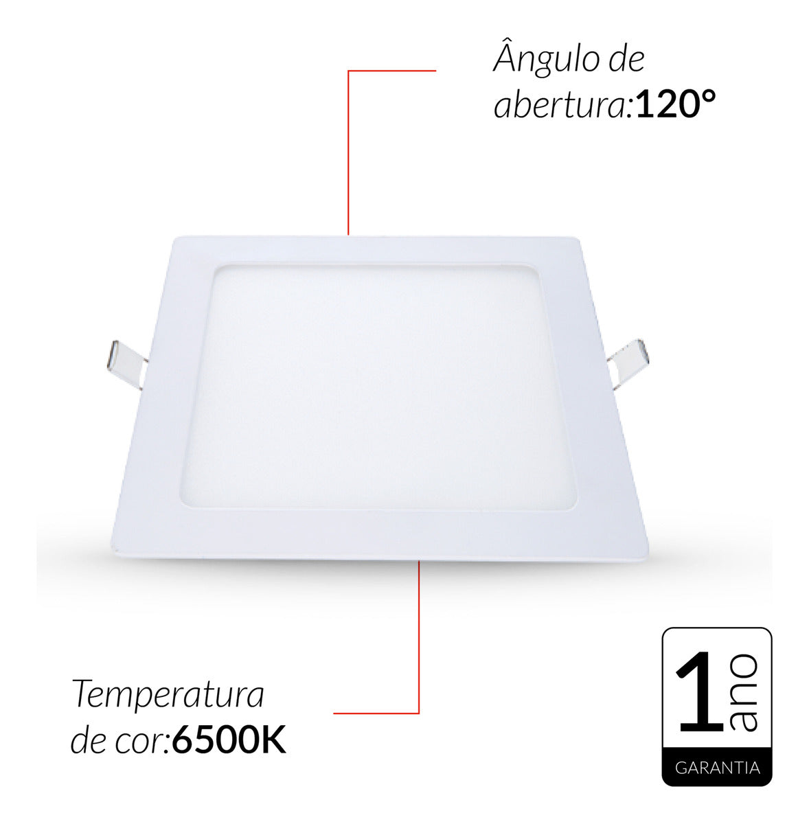 Painel Pop Embutir 12W 6500k Branco Frio Bivolt 16,3cm Quadrado Branco Avant