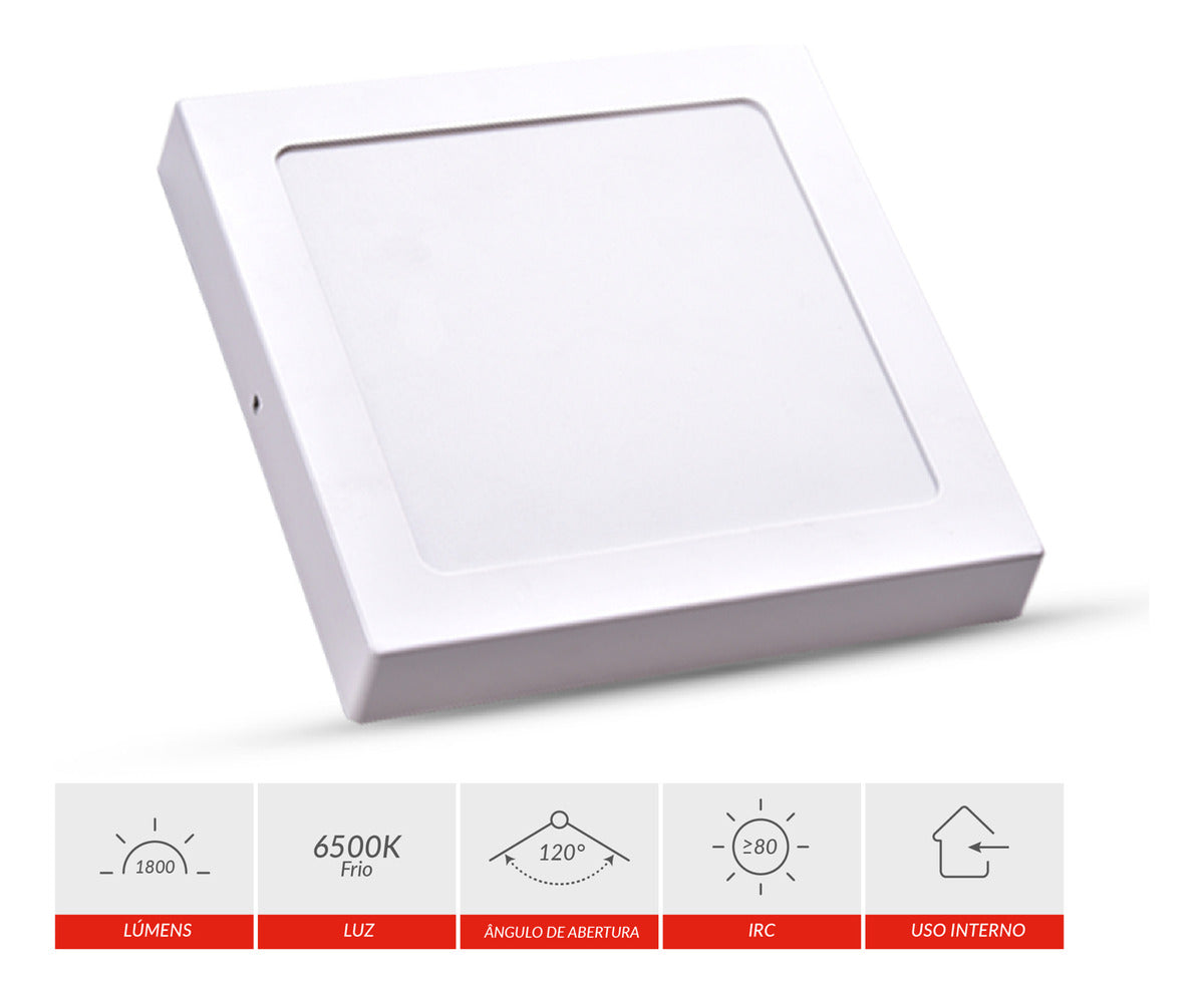 Painel Pop Sobrepor 30W 6500k Branco Frio Bivolt 39cm Quadrado Branco Avant