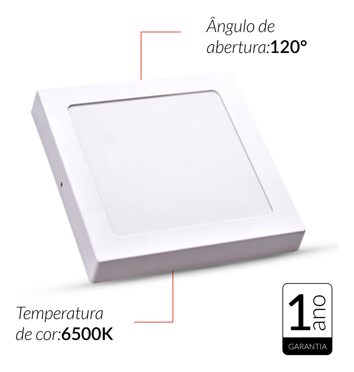 Painel Pop Sobrepor 30W 6500k Branco Frio Bivolt 39cm Quadrado Branco Avant