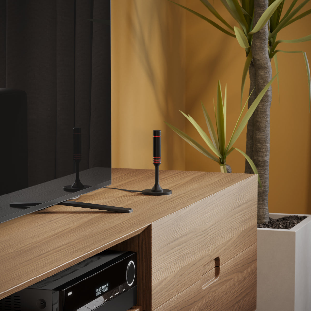 Antena Digital Tv UHD 4K Range Base Magnética e Cabo de 2,5 metros Preto Avant