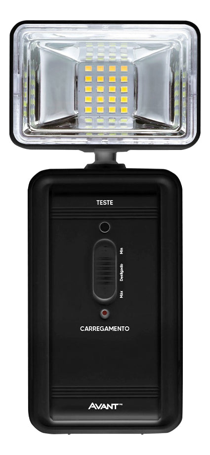 Luminaria Led Emergencia Bloco Evo 2w 6000K Branco Frio Bivolt Preto Avant Pro