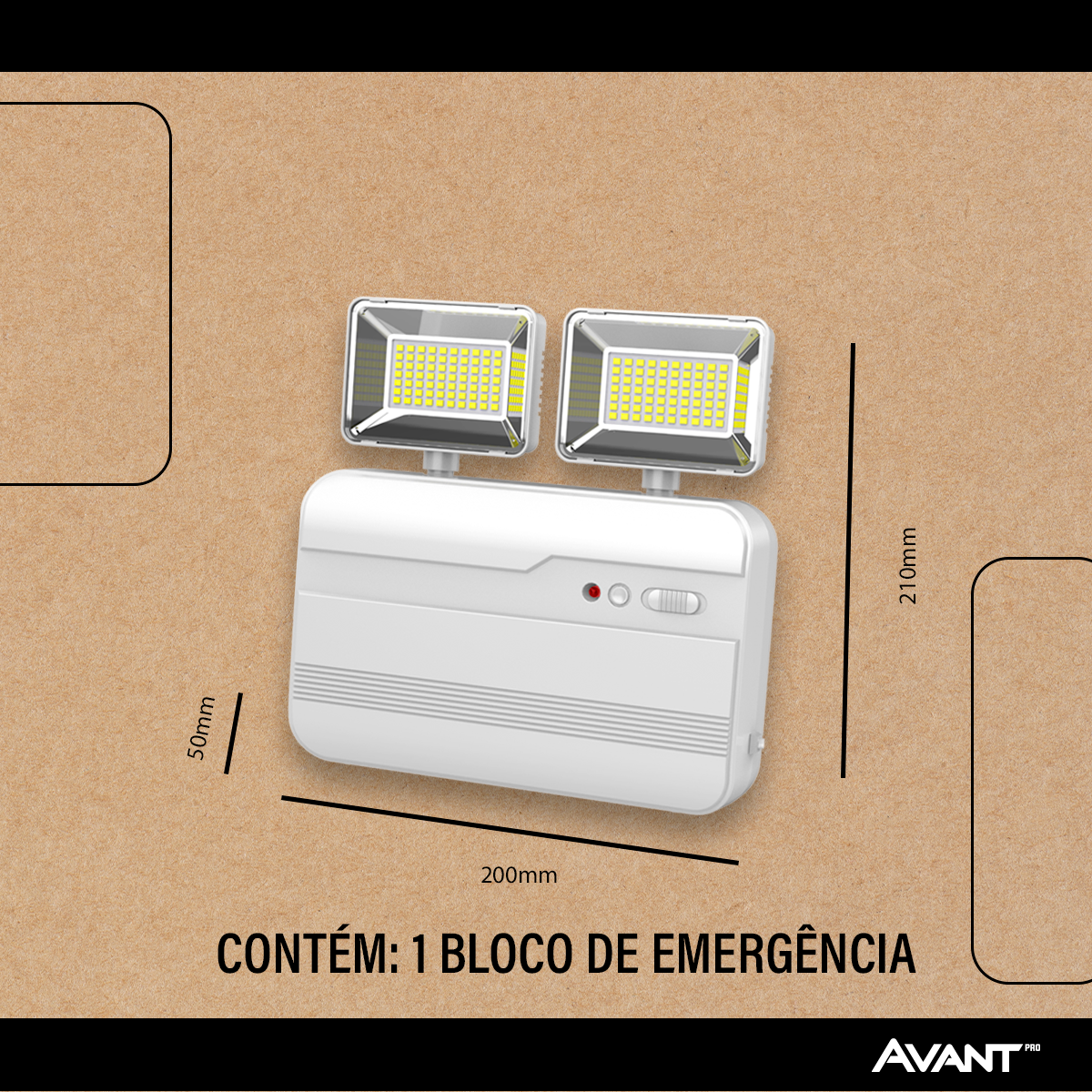 Luminaria Led Emergencia Bloco Evo 12w 6000K Branco Frio Bivolt Branco Avant