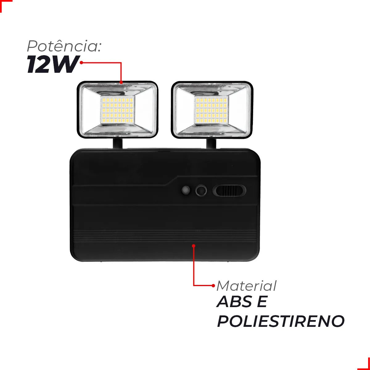 Luminaria Led Emergencia Bloco Evo 12w 6000K Branco Frio Bivolt Preto Avant