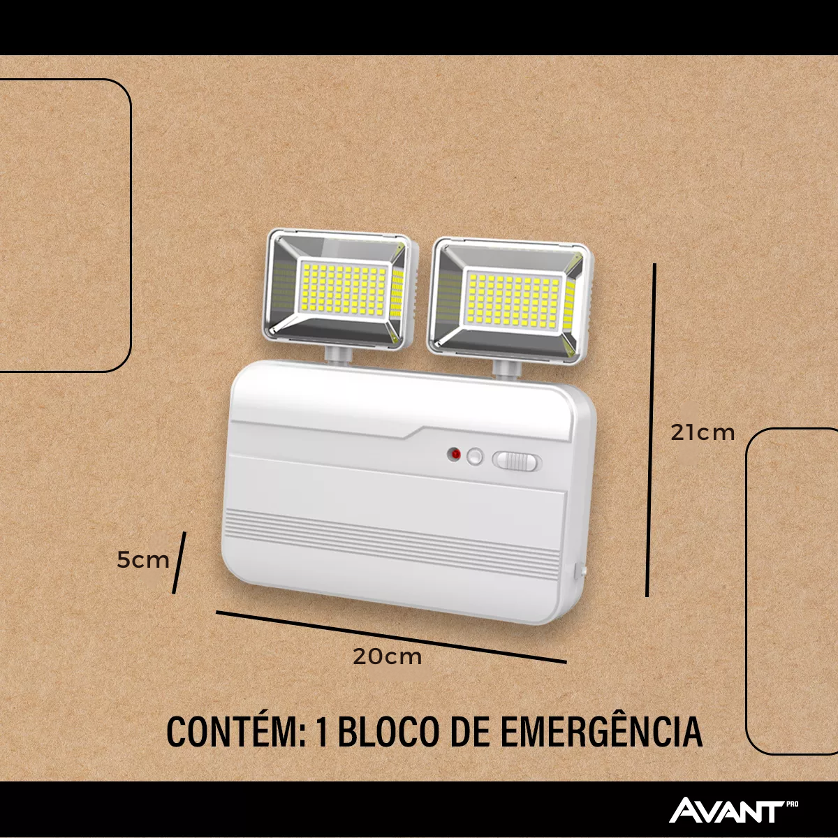 Luminaria Led Emergencia Bloco Evo 12w 6000K Branco Frio Bivolt Branco Avant