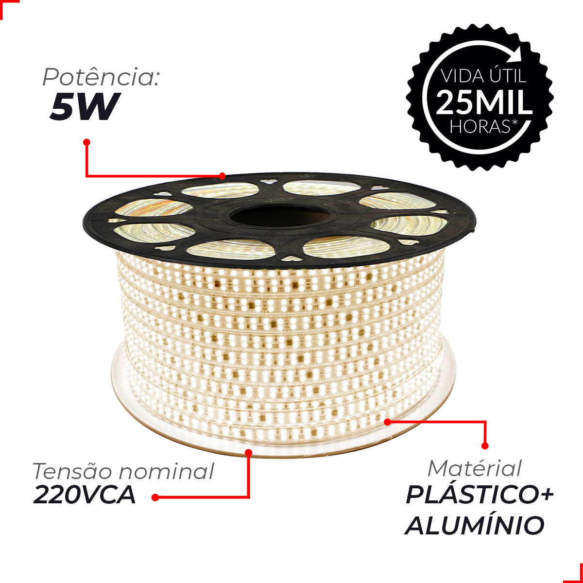 Fita Led Connect 5w 4000k Branco Neutro 500lm IP65 220v Avant